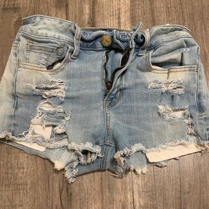Ripped jean shorts
